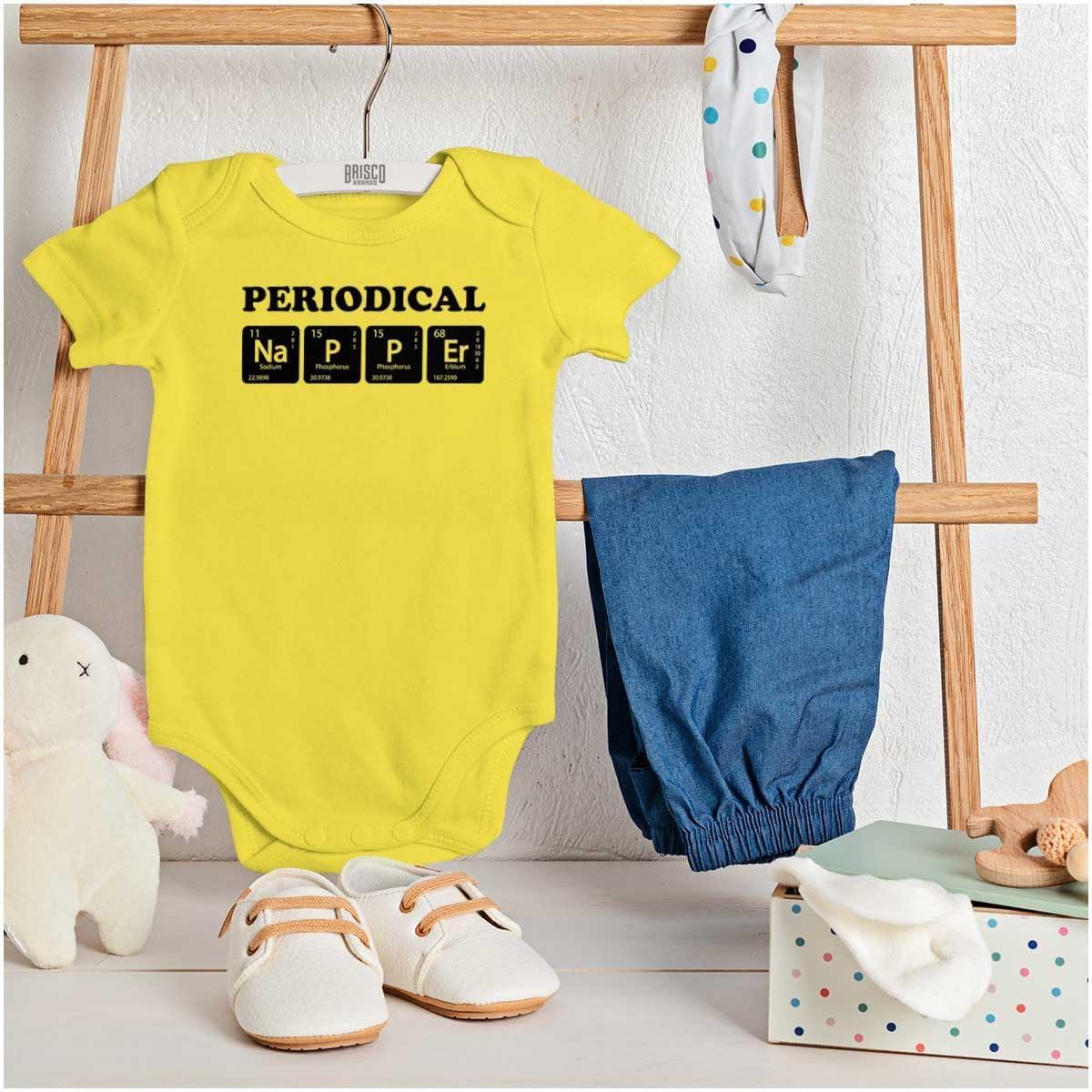 imageBrisco Brands Periodical Napper Science Nerd Baby Romper Boys or GirlsZest