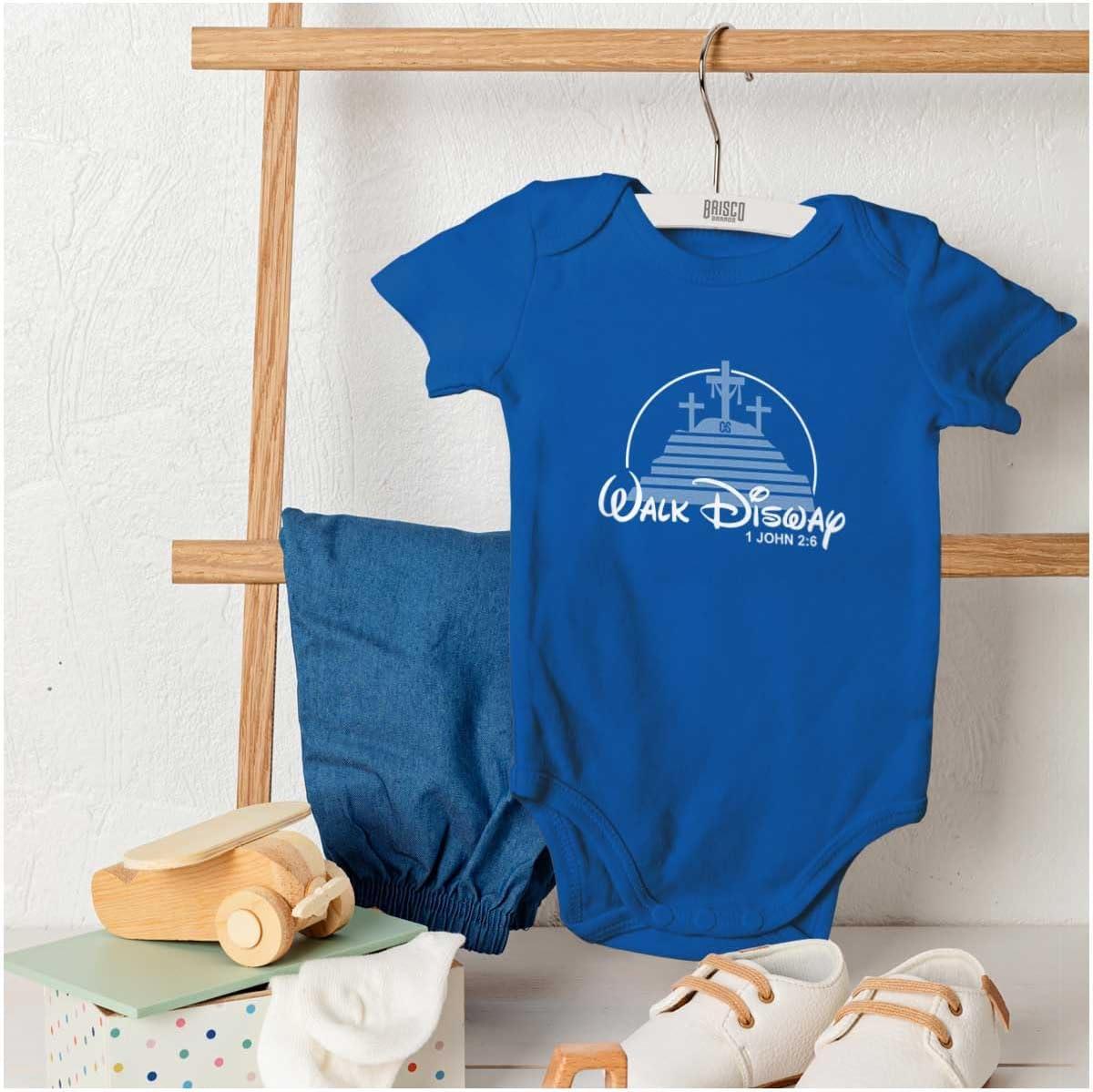 imageBrisco Brands Punny Christian Crosses at Calvary Baby Romper Boys or GirlsRoyal