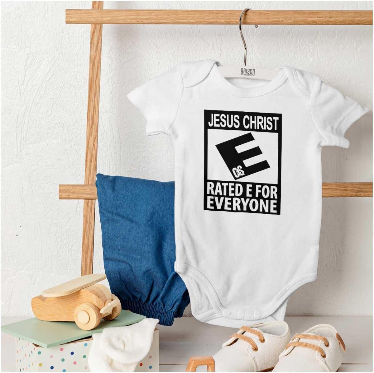 imageBrisco Brands Punny Christian Jesus is for Everyone Baby Romper Boys or GirlsWhite