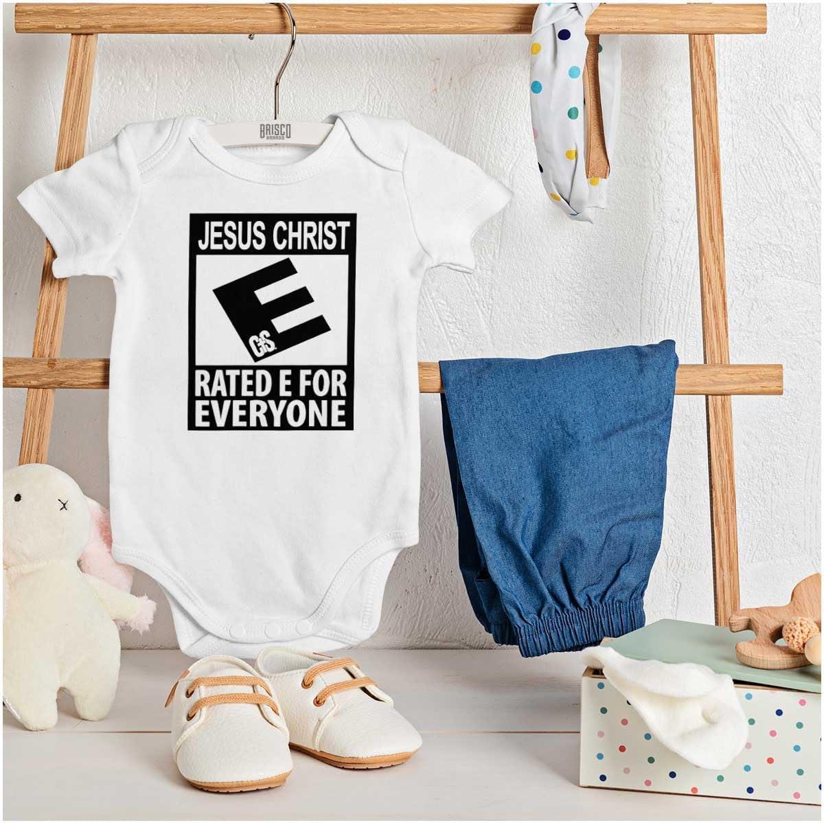 imageBrisco Brands Punny Christian Jesus is for Everyone Baby Romper Boys or GirlsWhite