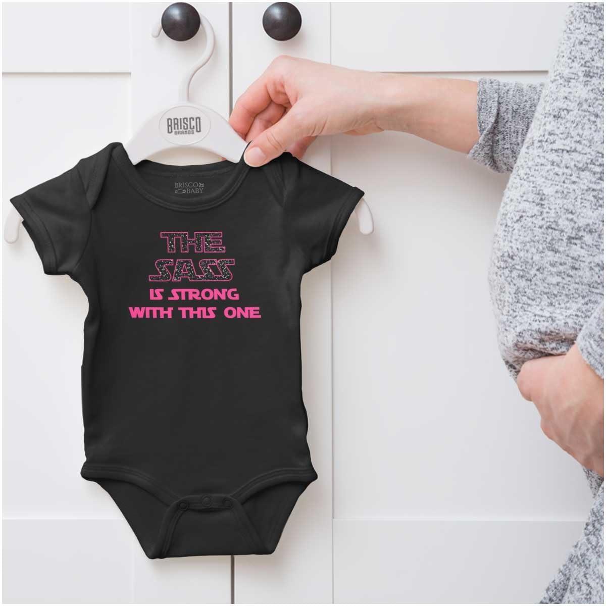 imageBrisco Brands Sass Strong With This One Dark Galaxy Baby Bodysuit Jumper GirlsBlack