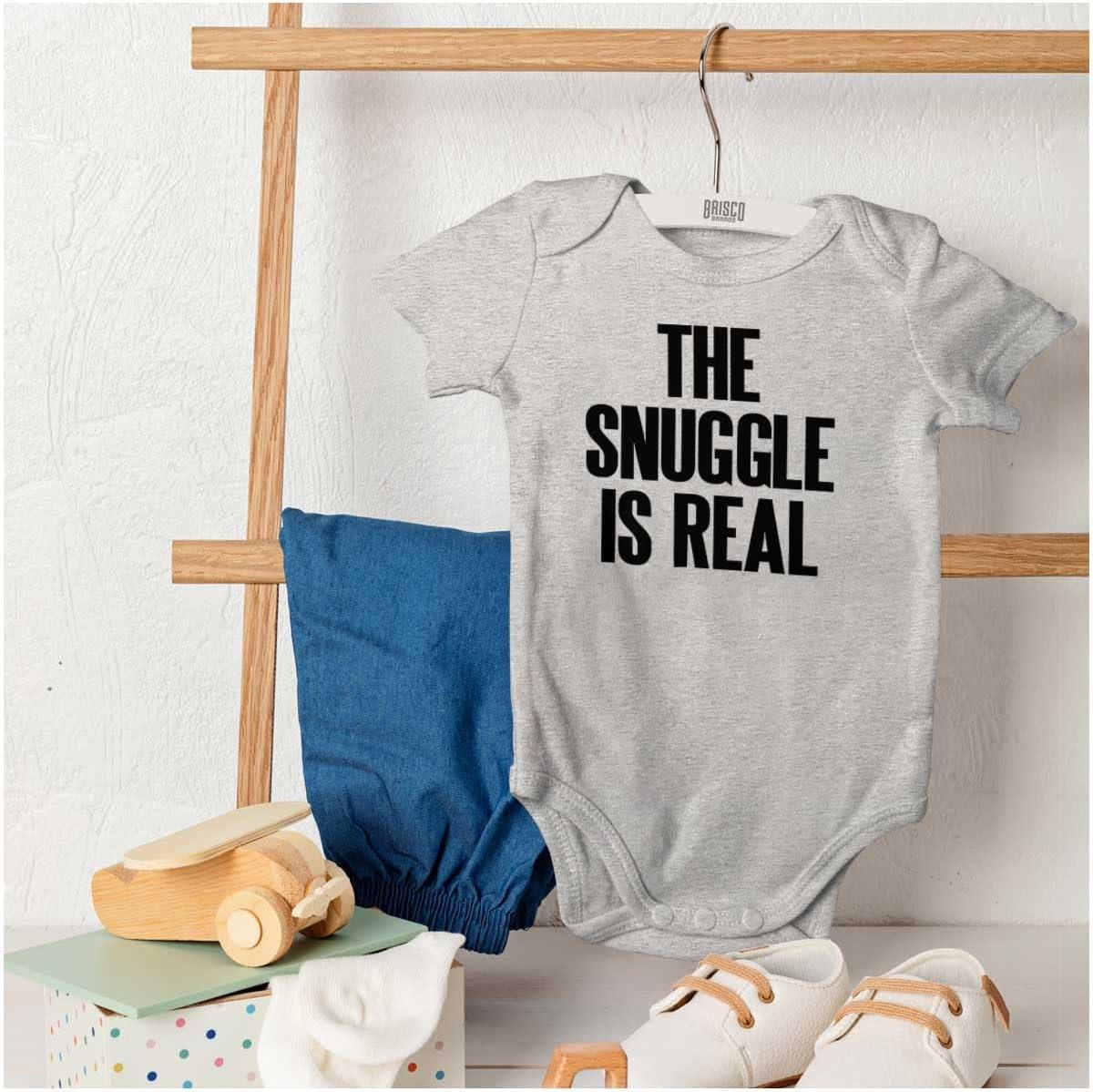 imageBrisco Brands The Snuggle Is Real Humor Pun Cute Baby Romper Boys or GirlsHeather