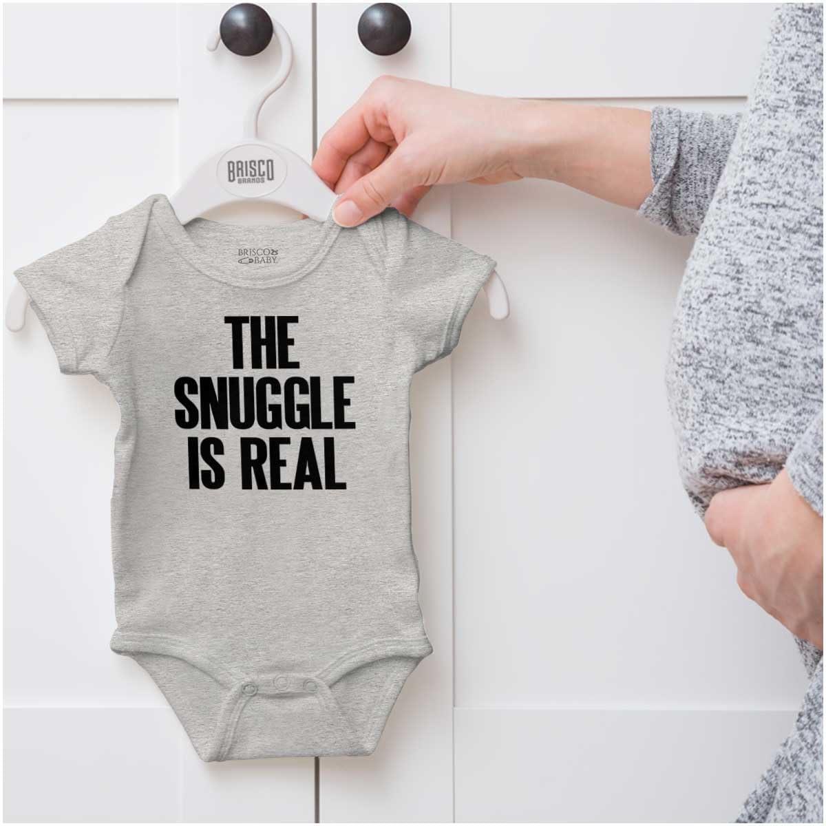 imageBrisco Brands The Snuggle Is Real Humor Pun Cute Baby Romper Boys or GirlsHeather
