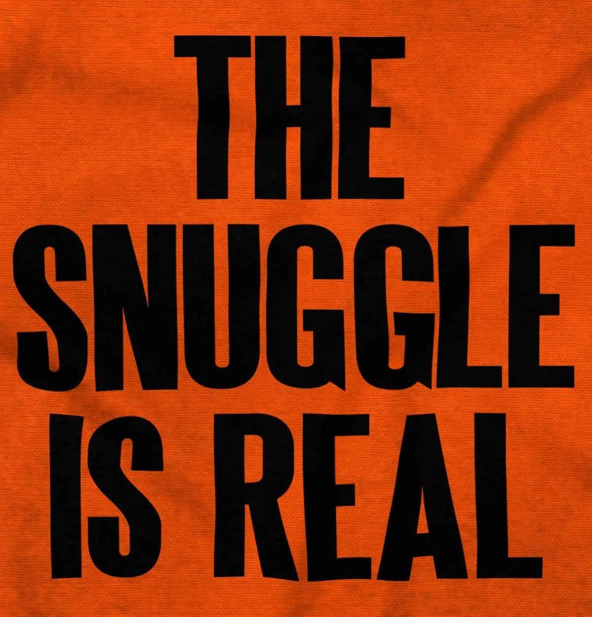 imageBrisco Brands The Snuggle Is Real Humor Pun Cute Baby Romper Boys or GirlsOrange
