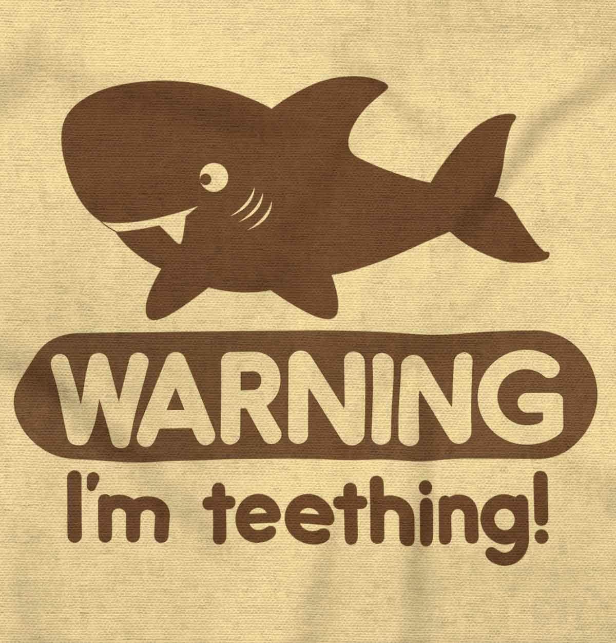 imageBrisco Brands Warning Im Teething Funny Shark Baby Bodysuit Jumper BoysBanana