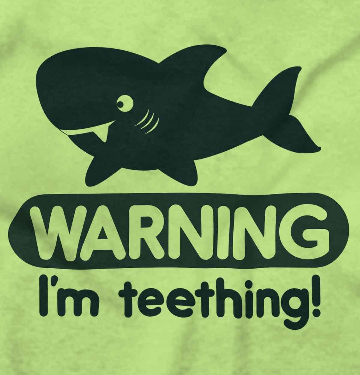 imageBrisco Brands Warning Im Teething Funny Shark Baby Bodysuit Jumper BoysKey Lime