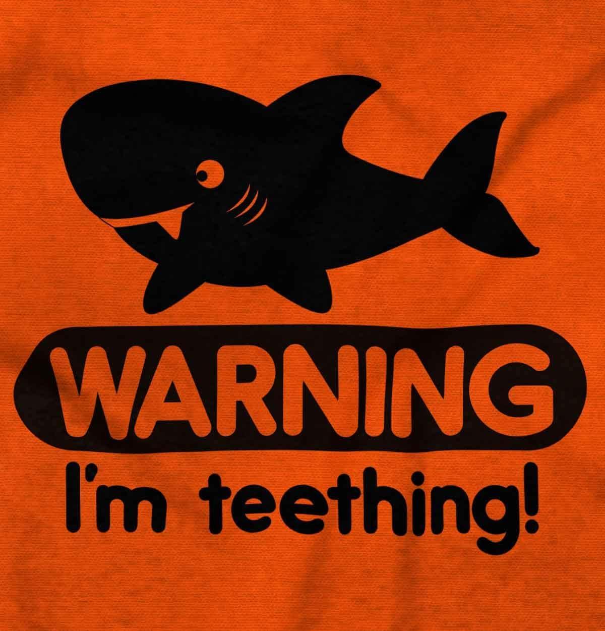 imageBrisco Brands Warning Im Teething Funny Shark Baby Bodysuit Jumper BoysOrange