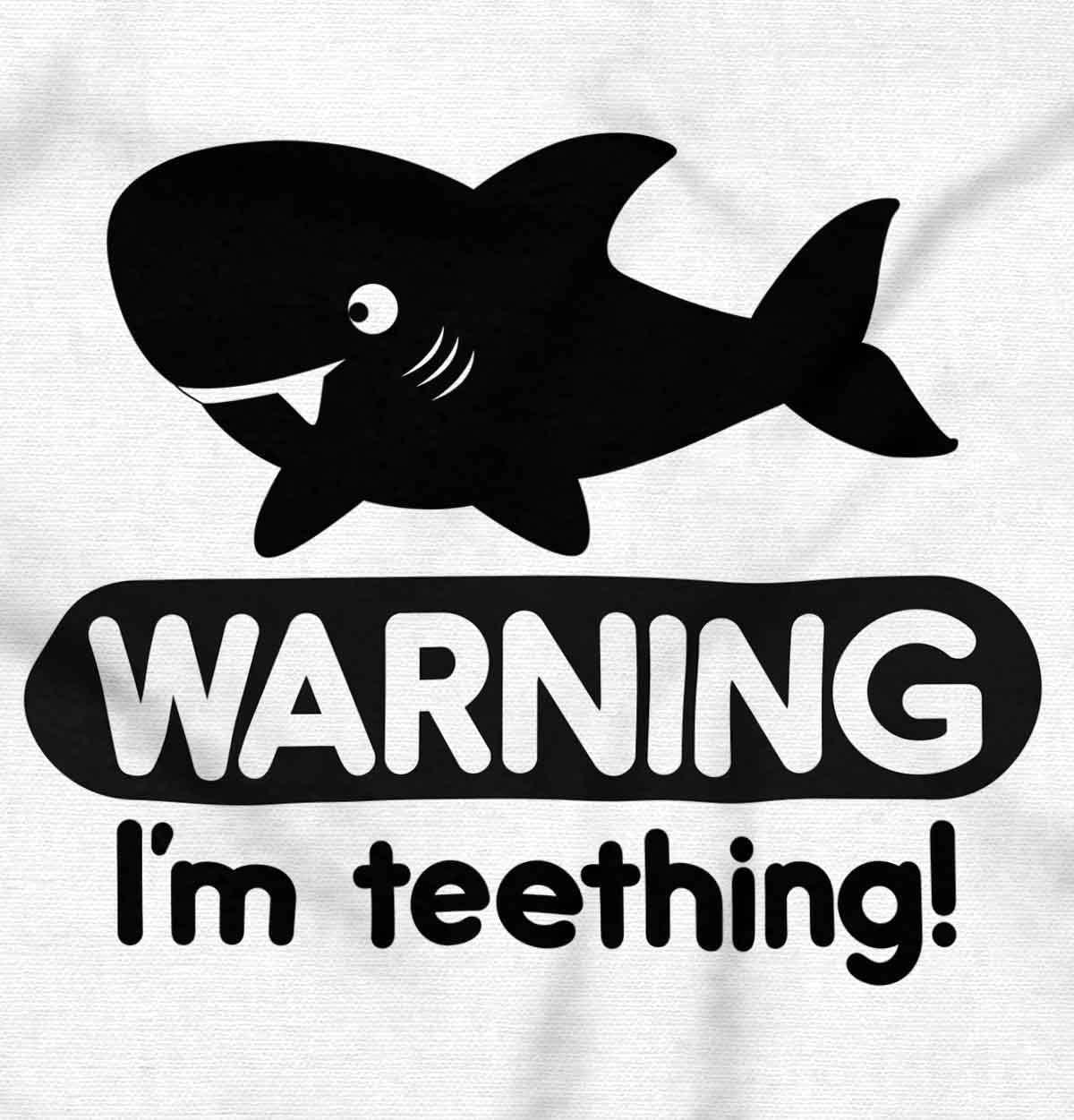 imageBrisco Brands Warning Im Teething Funny Shark Baby Bodysuit Jumper BoysWhite