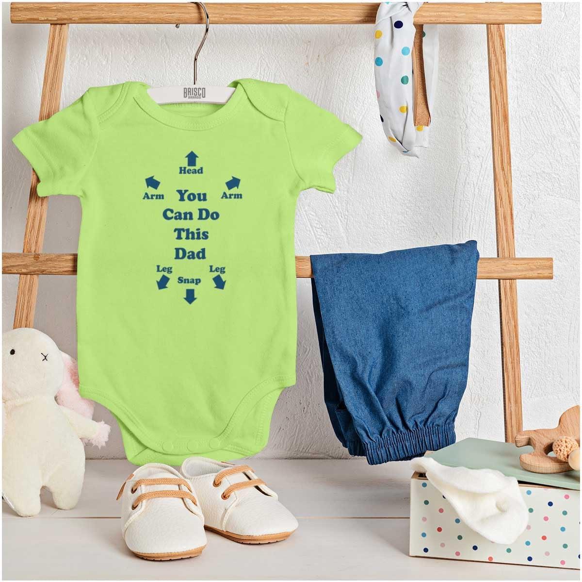 imageBrisco Brands You Can Do This Dad Diaper Change Baby Romper Boys or GirlsKey Lime