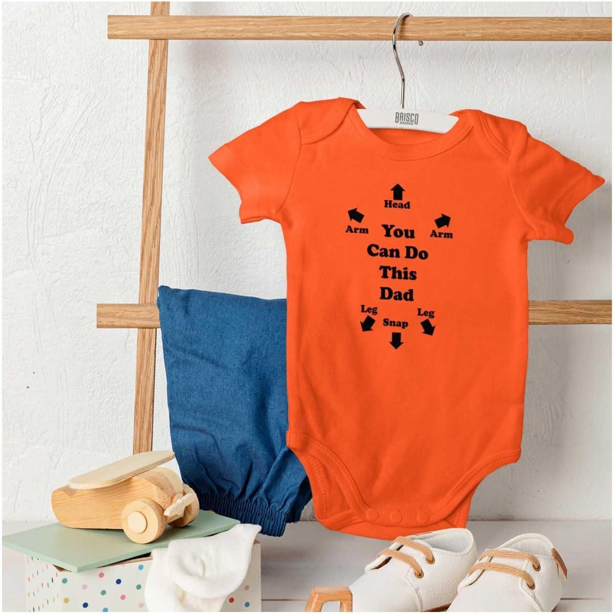 imageBrisco Brands You Can Do This Dad Diaper Change Baby Romper Boys or GirlsOrange