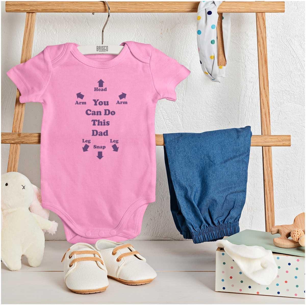 imageBrisco Brands You Can Do This Dad Diaper Change Baby Romper Boys or GirlsPink
