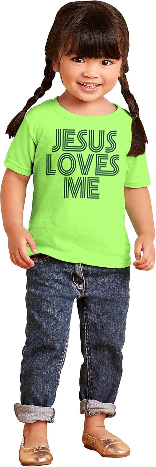 imageJesus Loves Me Retro Christian Toddler Boy Girl T ShirtKey Lime