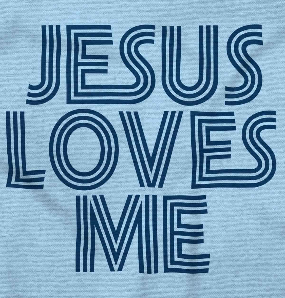 imageJesus Loves Me Retro Christian Toddler Boy Girl T ShirtLight Blue