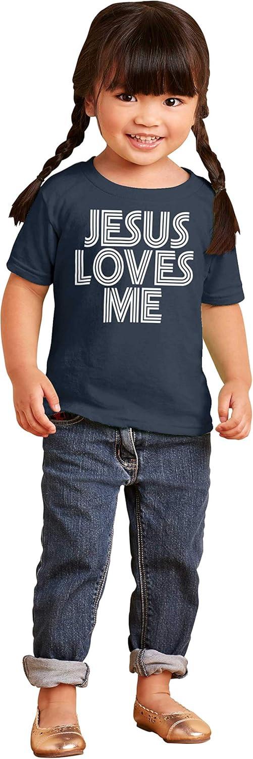 imageJesus Loves Me Retro Christian Toddler Boy Girl T ShirtNavy