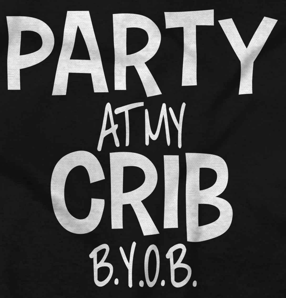 imageParty At My Crib BYOB Funny Baby Romper Boys or GirlsBlack