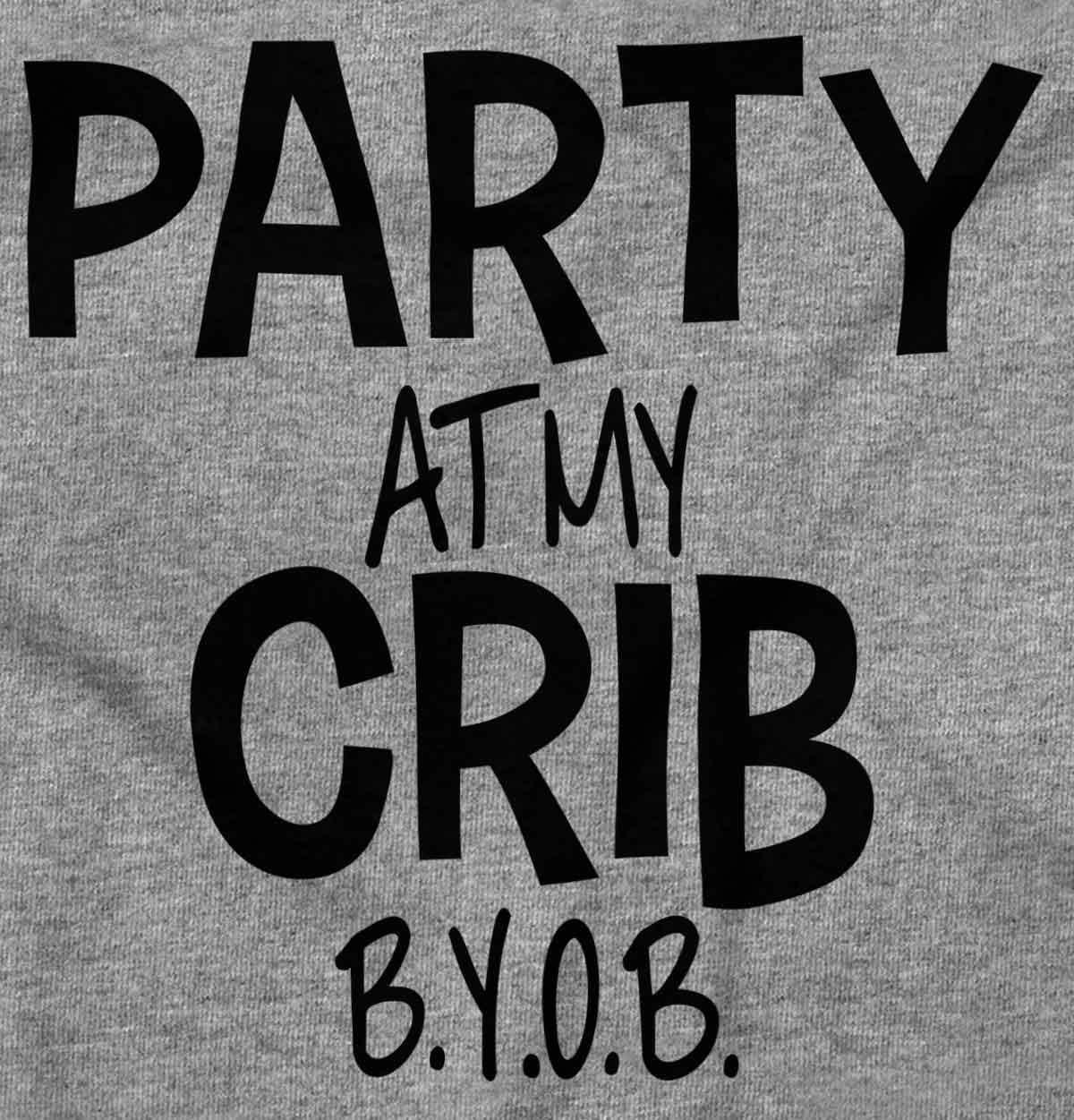 imageParty At My Crib BYOB Funny Baby Romper Boys or GirlsHeather