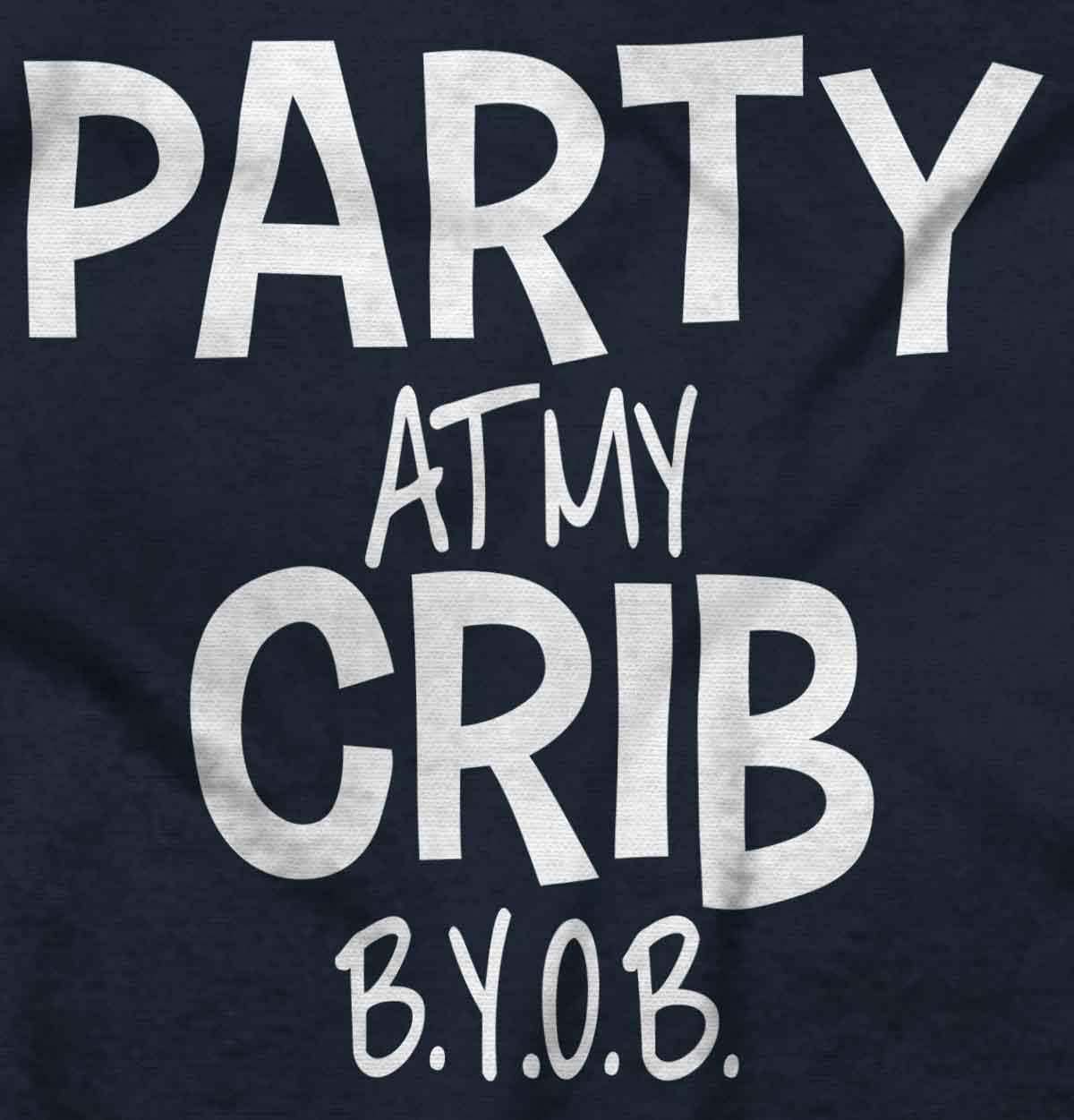 imageParty At My Crib BYOB Funny Baby Romper Boys or GirlsNavy