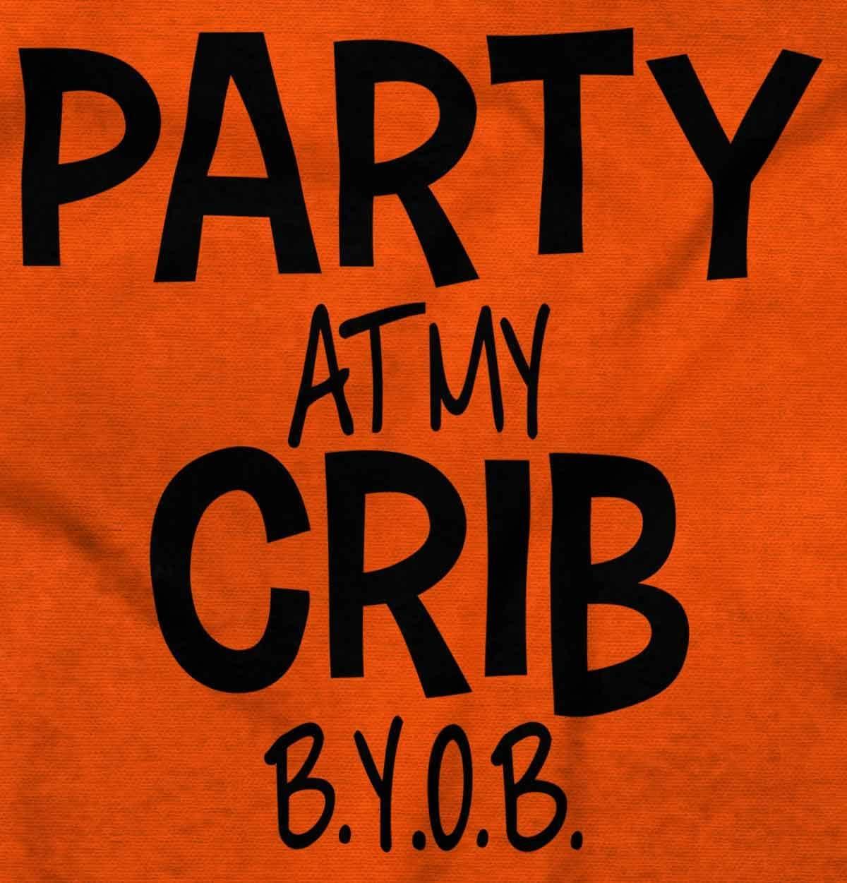 imageParty At My Crib BYOB Funny Baby Romper Boys or GirlsOrange
