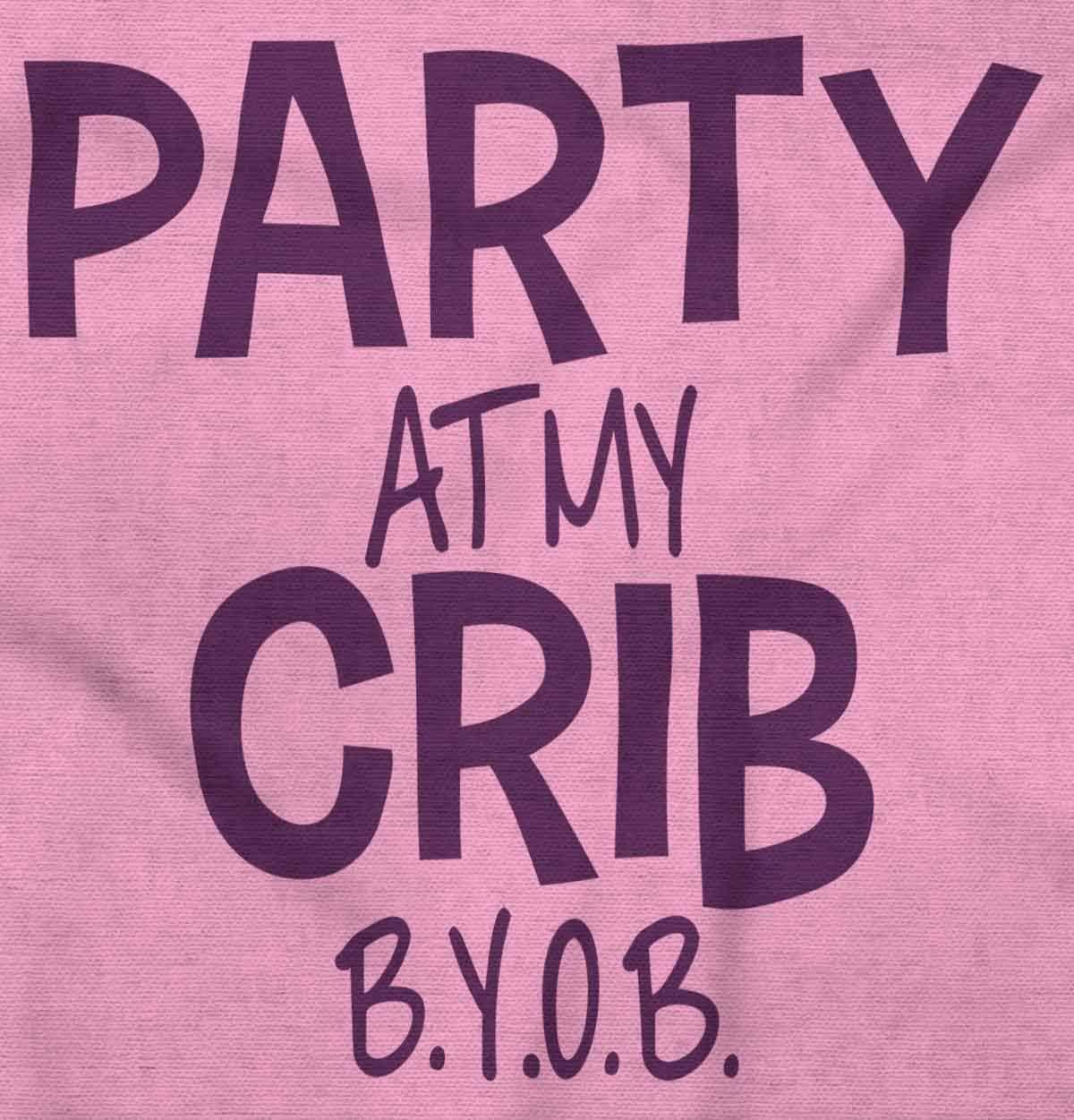 imageParty At My Crib BYOB Funny Baby Romper Boys or GirlsPink
