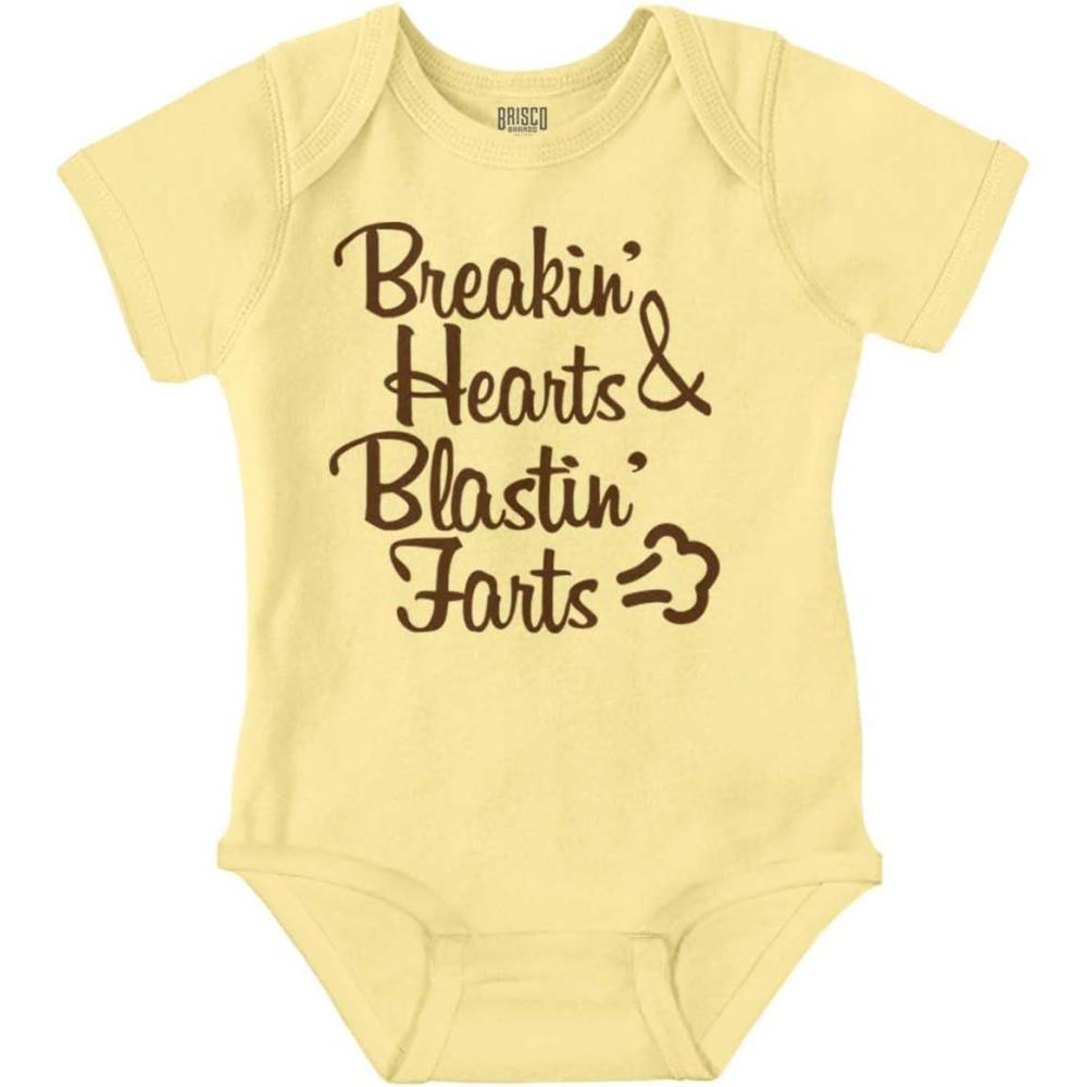 imageBreakin Hearts Blastin Funny Silly Baby Romper Boys or GirlsBanana