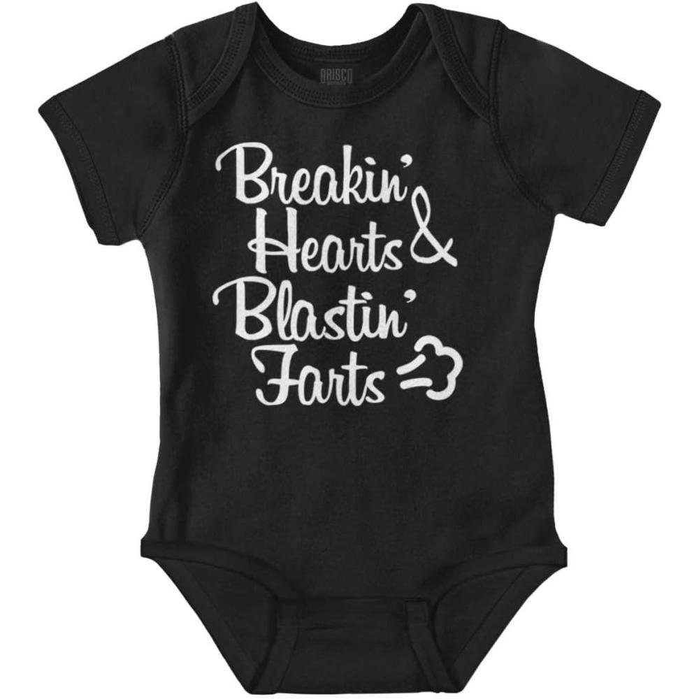 imageBreakin Hearts Blastin Funny Silly Baby Romper Boys or GirlsBlack