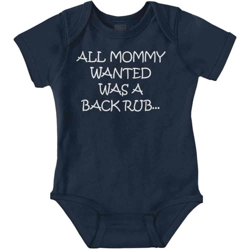 imageBrisco Brands All Mommy Wanted Was A Back Rub Baby Romper Boys or GirlsNavy