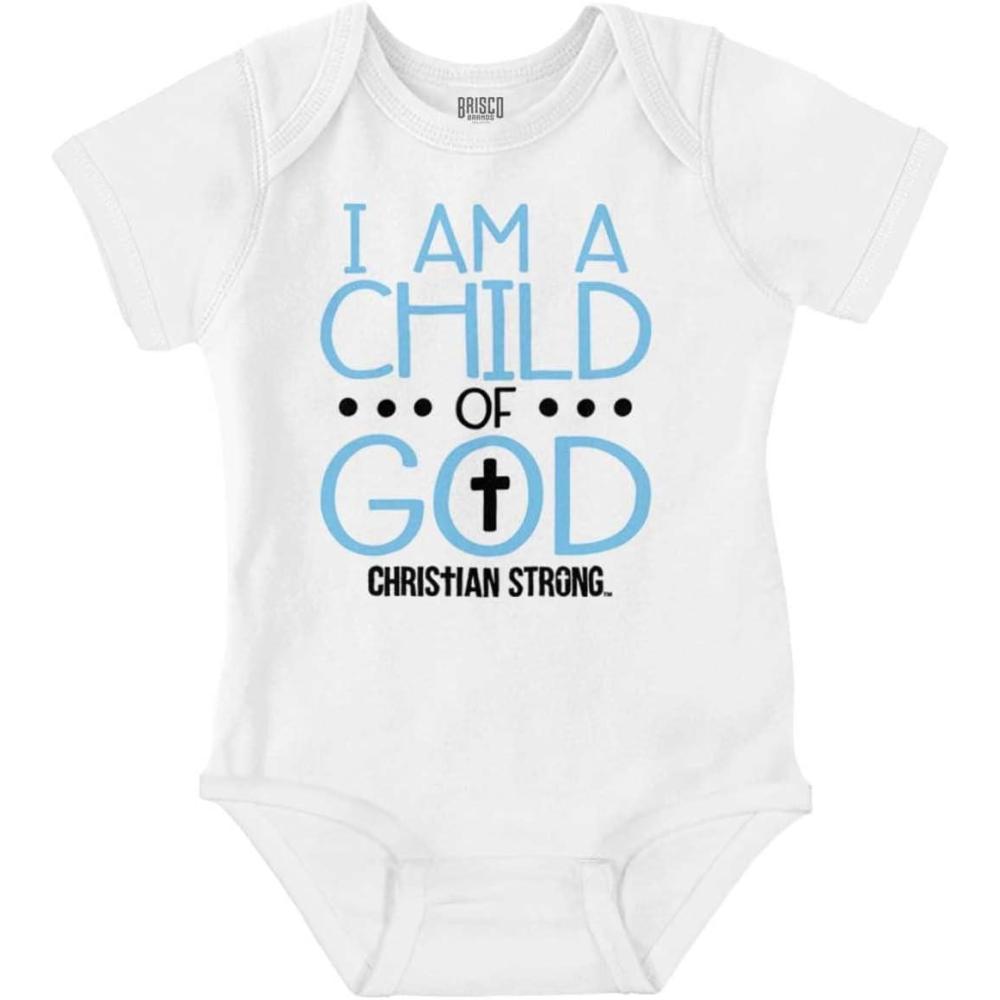 imageBrisco Brands Am A Child Of God Christian Religion Baby Romper Boys or GirlsWhite