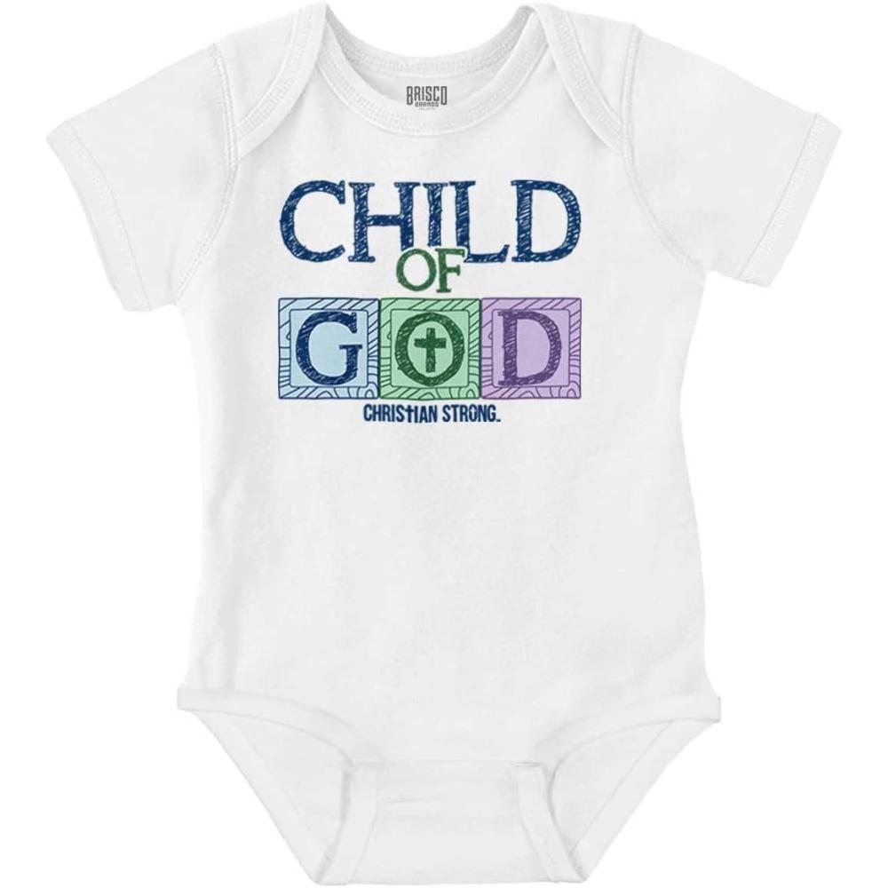 imageBrisco Brands Child of God Christian Jesus Christ Baby Romper Boys or GirlsWhite
