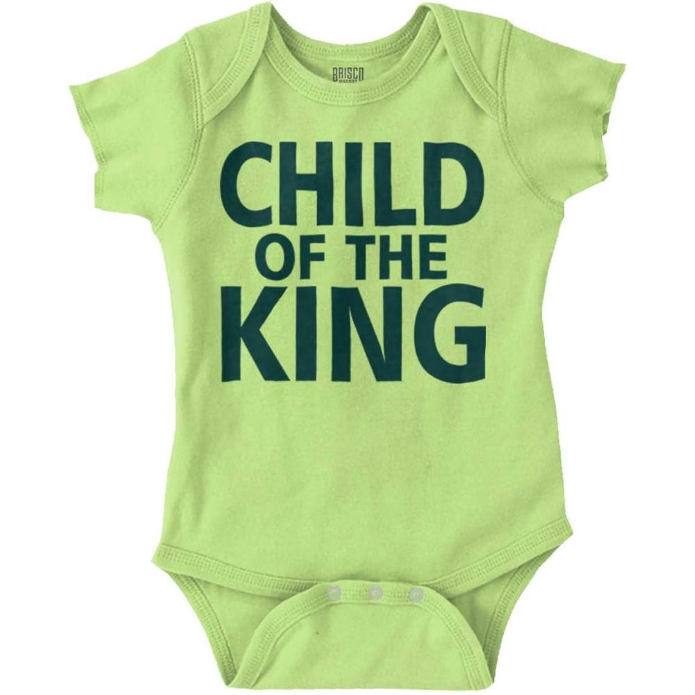 imageBrisco Brands Child of the King Christian Religious Baby Romper Boys or GirlsKey Lime