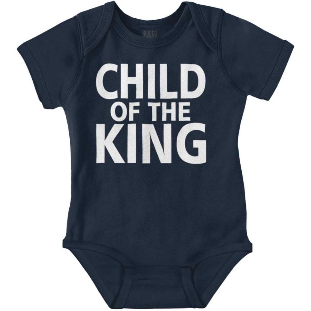 imageBrisco Brands Child of the King Christian Religious Baby Romper Boys or GirlsNavy