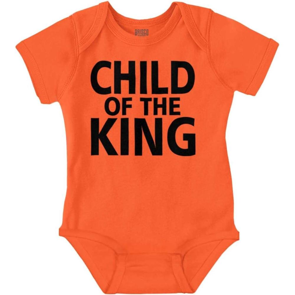 imageBrisco Brands Child of the King Christian Religious Baby Romper Boys or GirlsOrange