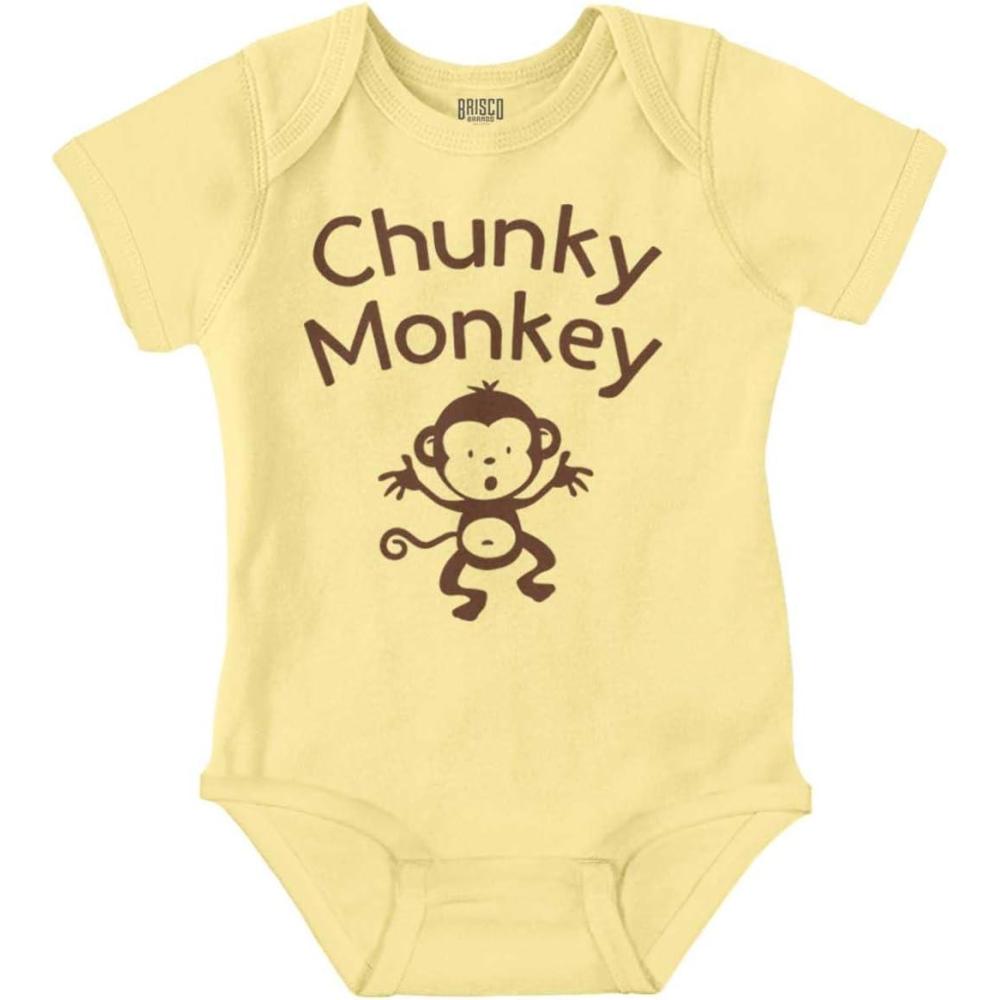 imageBrisco Brands Chunky Monkey Adorable Animal Babies Baby Romper Boys or GirlsBanana