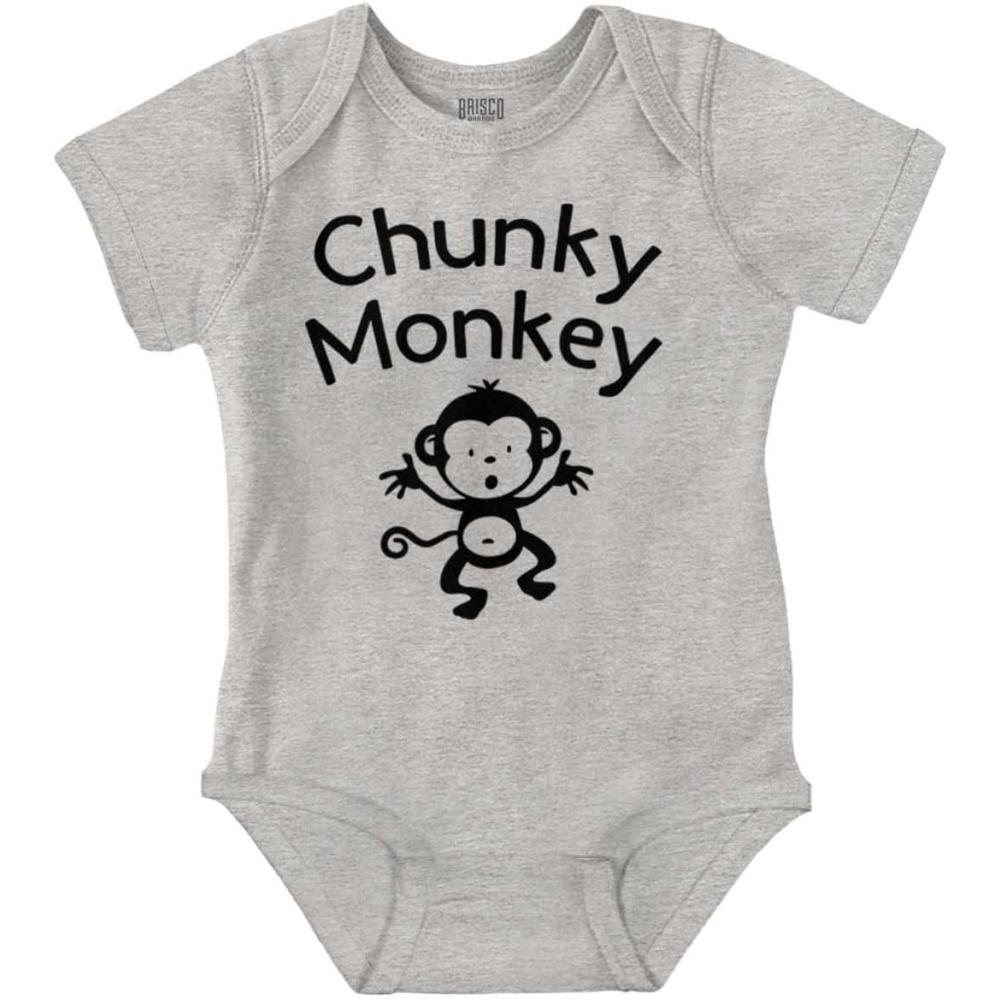 imageBrisco Brands Chunky Monkey Adorable Animal Babies Baby Romper Boys or GirlsHeather