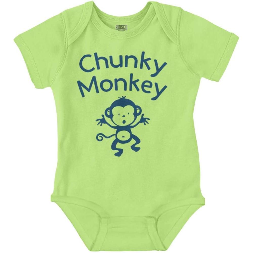 imageBrisco Brands Chunky Monkey Adorable Animal Babies Baby Romper Boys or GirlsKey Lime