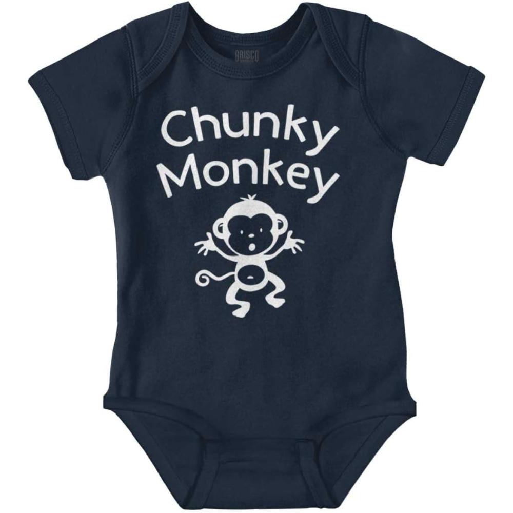 imageBrisco Brands Chunky Monkey Adorable Animal Babies Baby Romper Boys or GirlsNavy