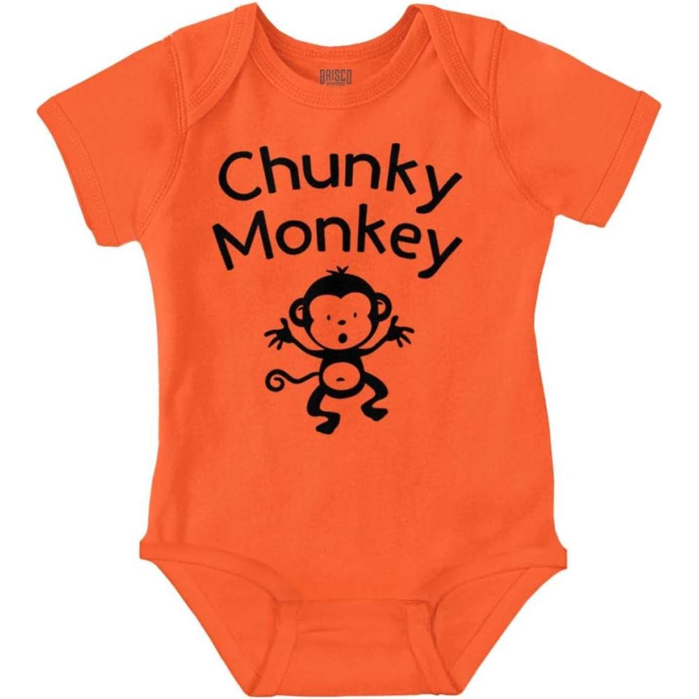 imageBrisco Brands Chunky Monkey Adorable Animal Babies Baby Romper Boys or GirlsOrange