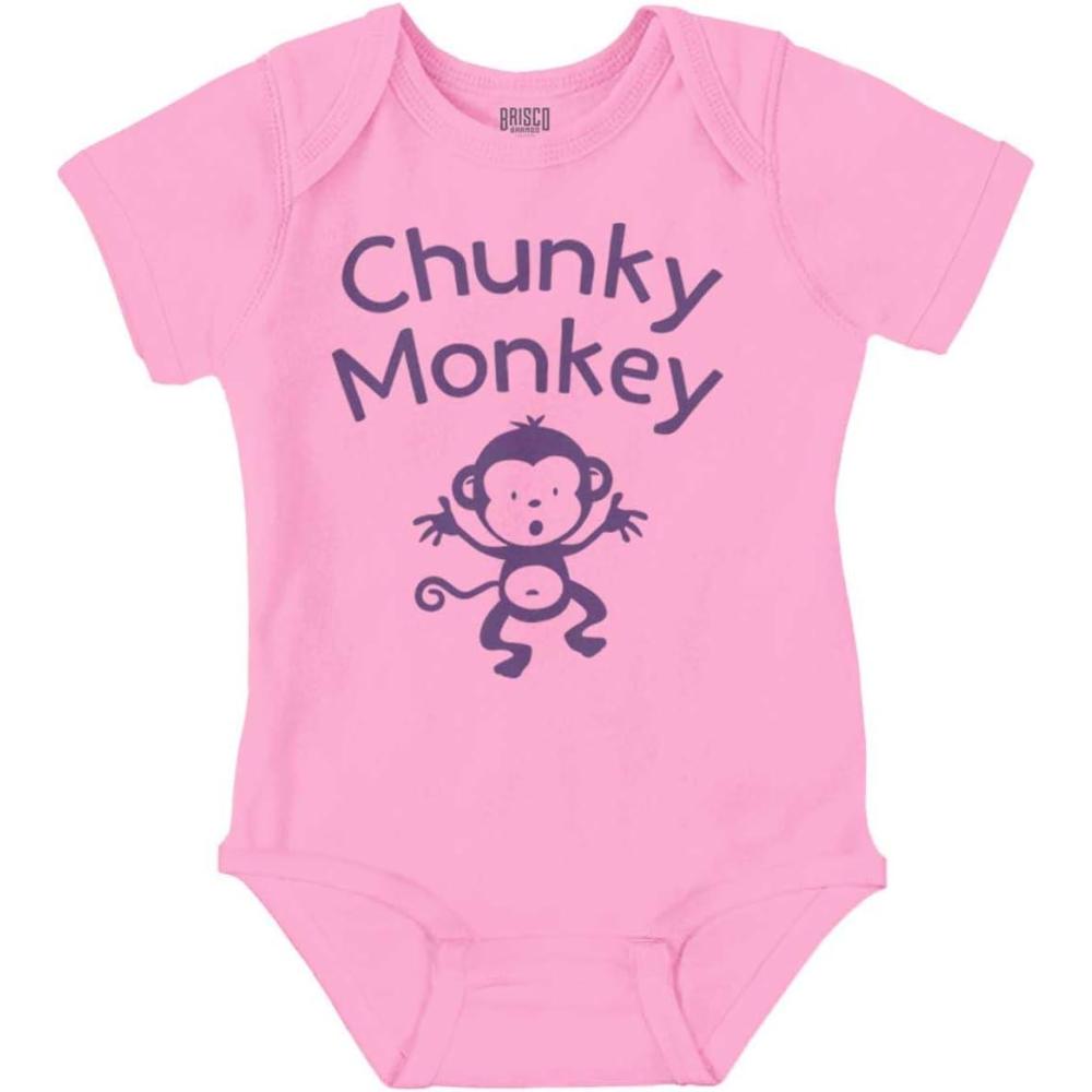 imageBrisco Brands Chunky Monkey Adorable Animal Babies Baby Romper Boys or GirlsPink