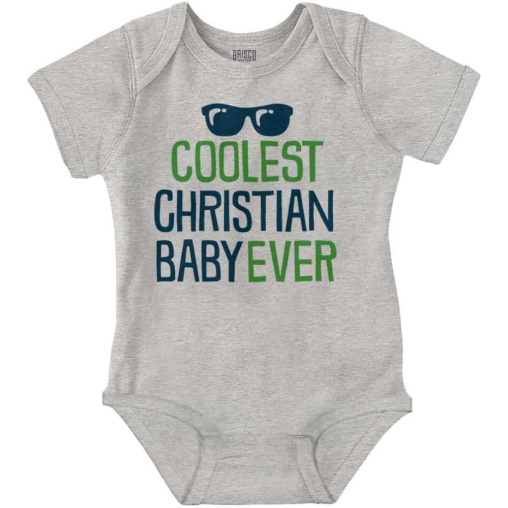 imageBrisco Brands Coolest Christian Baby Ever Religious Baby Romper Boys or GirlsHeather