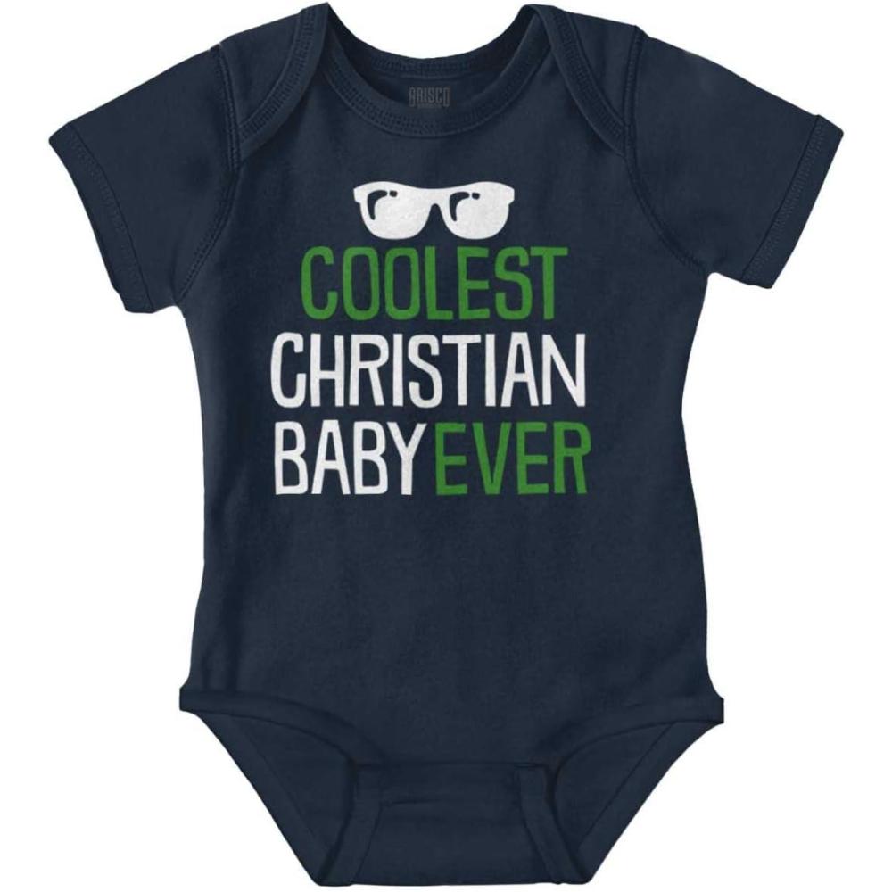 imageBrisco Brands Coolest Christian Baby Ever Religious Baby Romper Boys or GirlsNavy