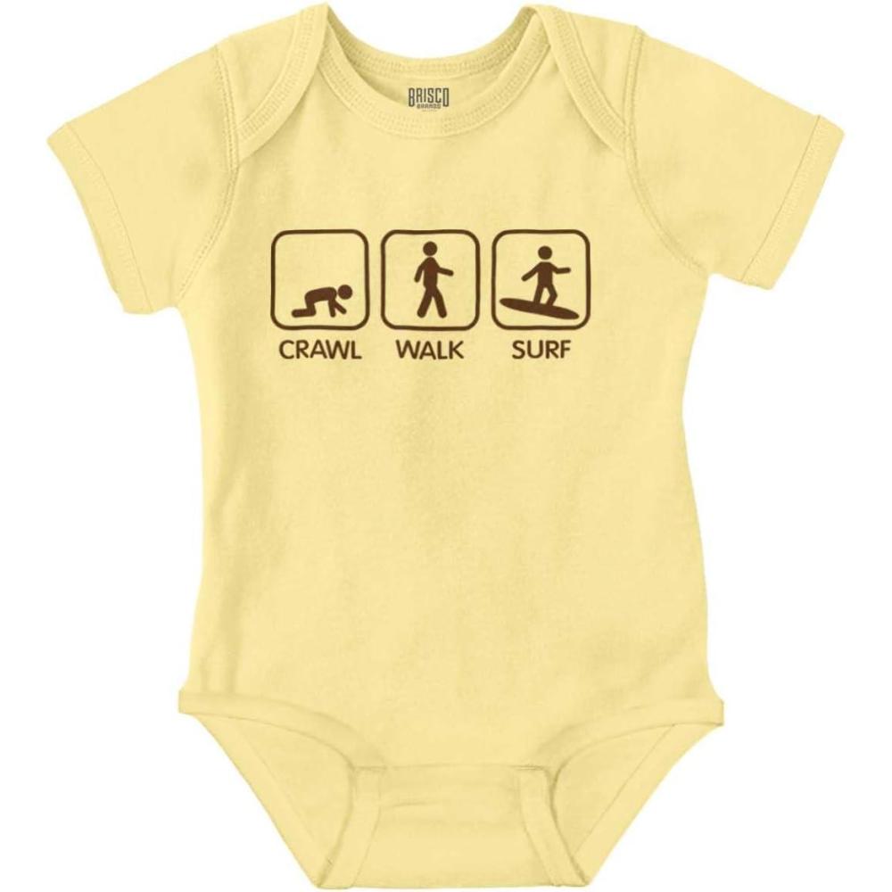 imageBrisco Brands Crawl Walk Surf Baby Romper Boys or GirlsBanana