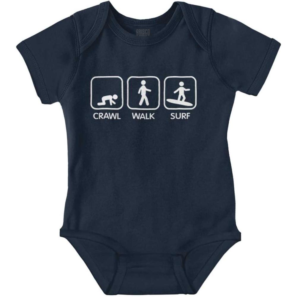 imageBrisco Brands Crawl Walk Surf Baby Romper Boys or GirlsNavy