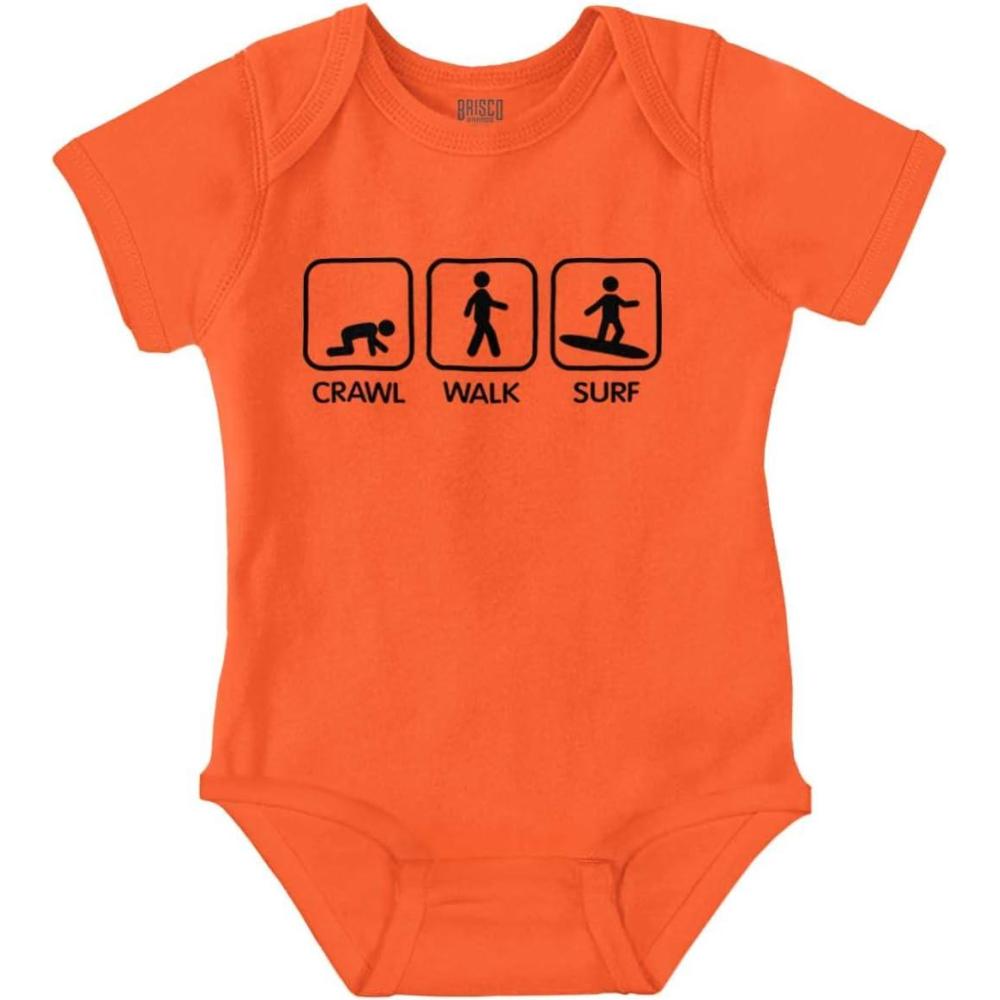 imageBrisco Brands Crawl Walk Surf Baby Romper Boys or GirlsOrange