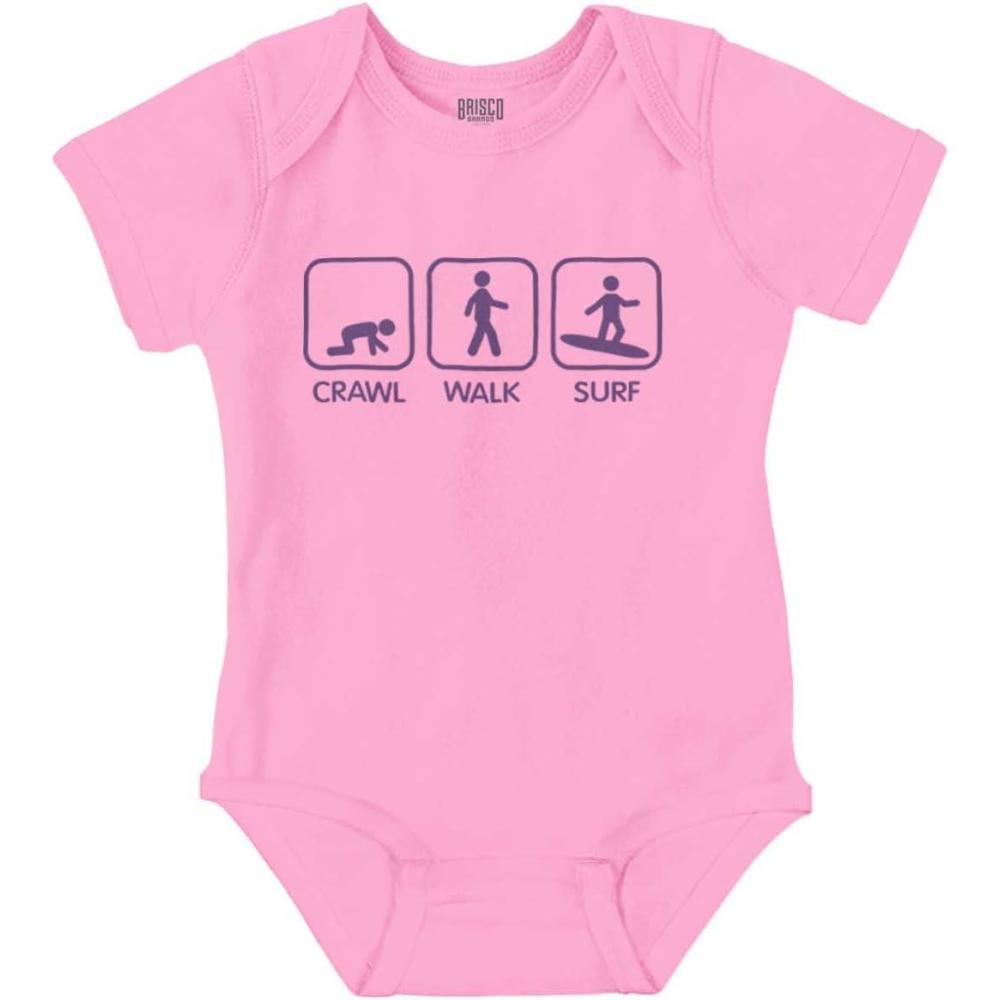 imageBrisco Brands Crawl Walk Surf Baby Romper Boys or GirlsPink