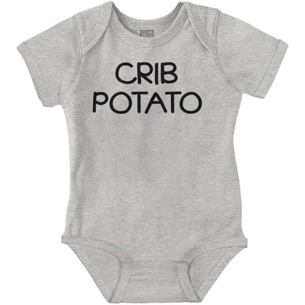 imageBrisco Brands Crib Couch Potato Lazy Cute Funny Baby Romper Boys or GirlsHeather