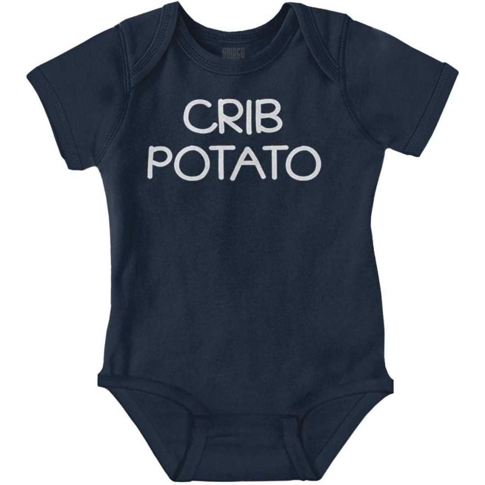 imageBrisco Brands Crib Couch Potato Lazy Cute Funny Baby Romper Boys or GirlsNavy
