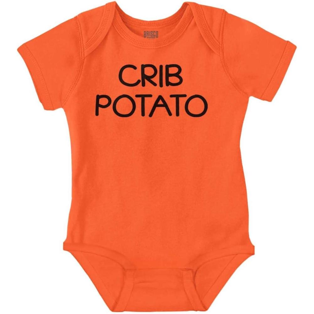 imageBrisco Brands Crib Couch Potato Lazy Cute Funny Baby Romper Boys or GirlsOrange