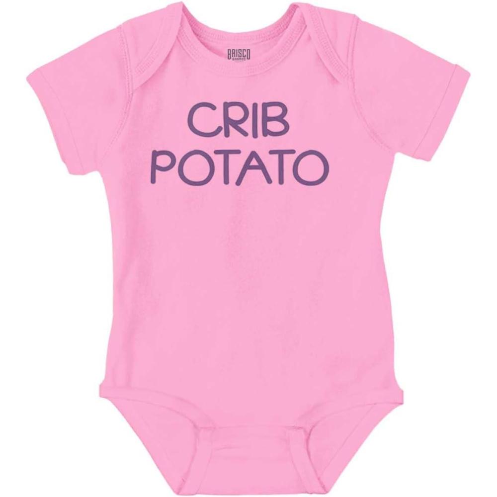 imageBrisco Brands Crib Couch Potato Lazy Cute Funny Baby Romper Boys or GirlsPink