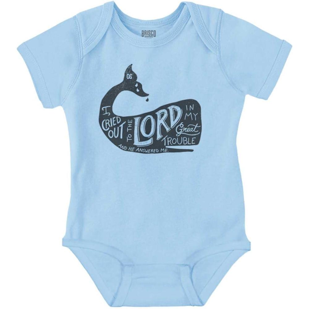 imageBrisco Brands Cried Out To The Lord He Answered Baby Romper Boys or GirlsLight Blue