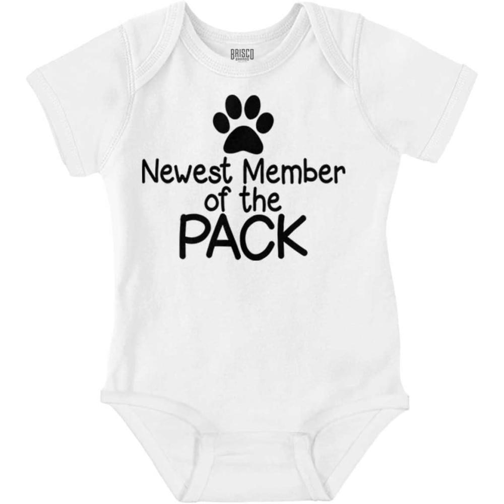 imageBrisco Brands Cute Member of the Pack Paw Print Baby Romper Boys or GirlsWhite