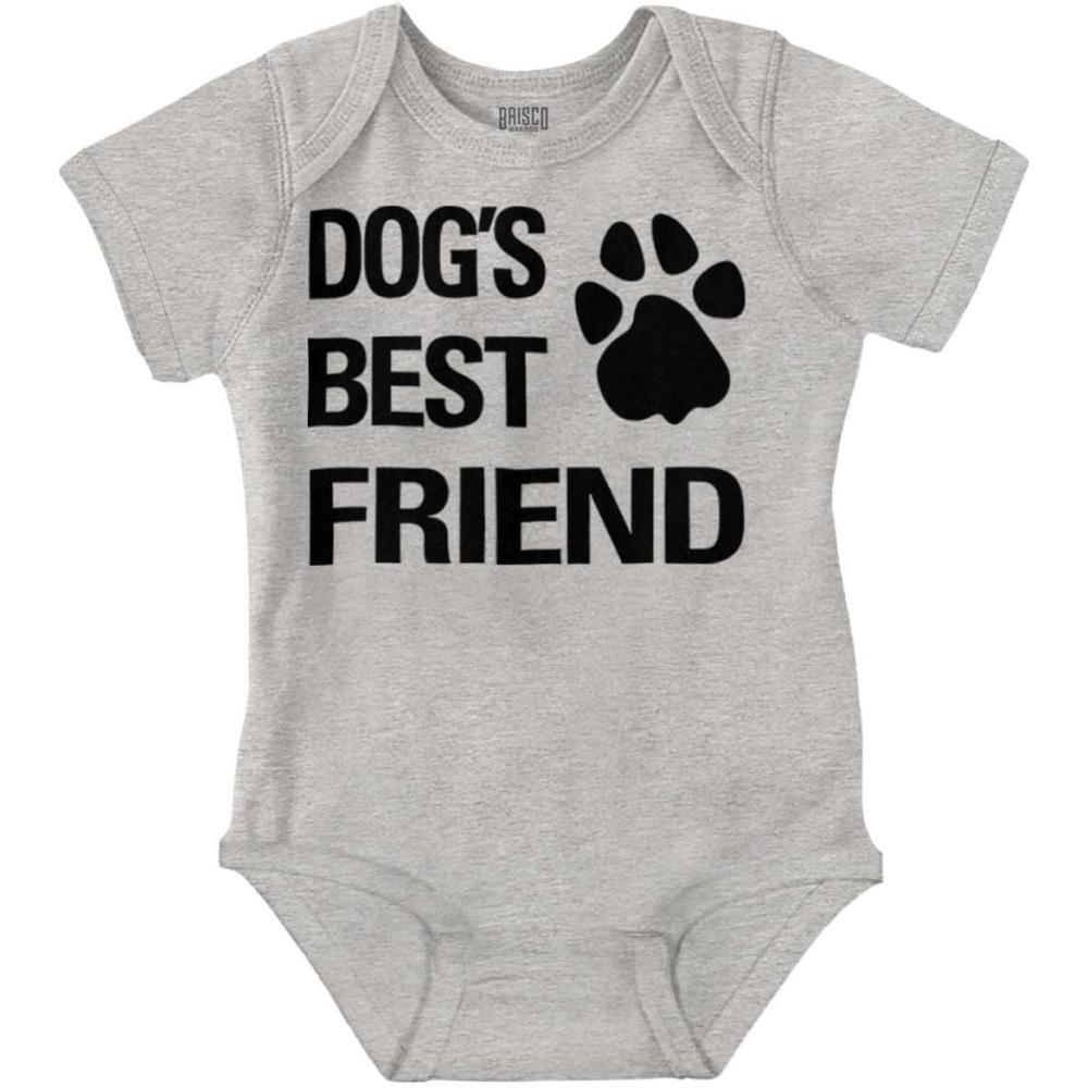 imageBrisco Brands Dogs Mans Best Friend Cute Baby Romper Boys or GirlsHeather
